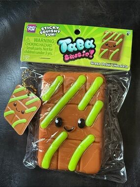 New Authentic RMS Crazy Fun Green Dubai Chocolate Squishy Toy - w/ Keychain